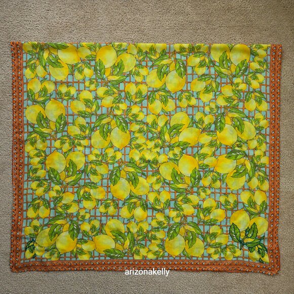 Calypso St. Barth Cotton Lemon Scarf Sarong Embroidered - Picture 9 of 11